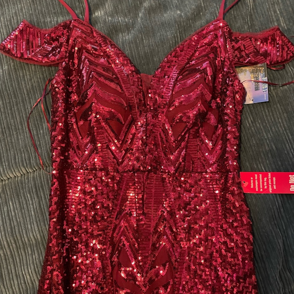 Nightway Red Pleated Dress